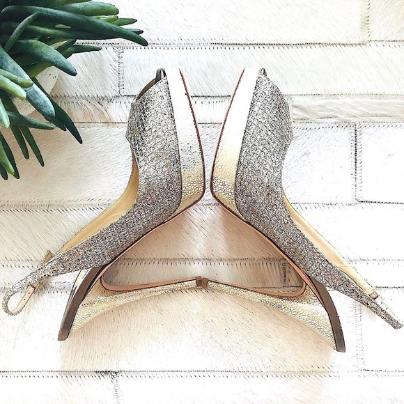 Jimmy Choo Clue Glitter Slingback Platform Heels - Picture 8 of 15